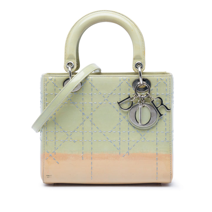 Dior Medium Ombre Cuir verni Cannage Lady Dior
