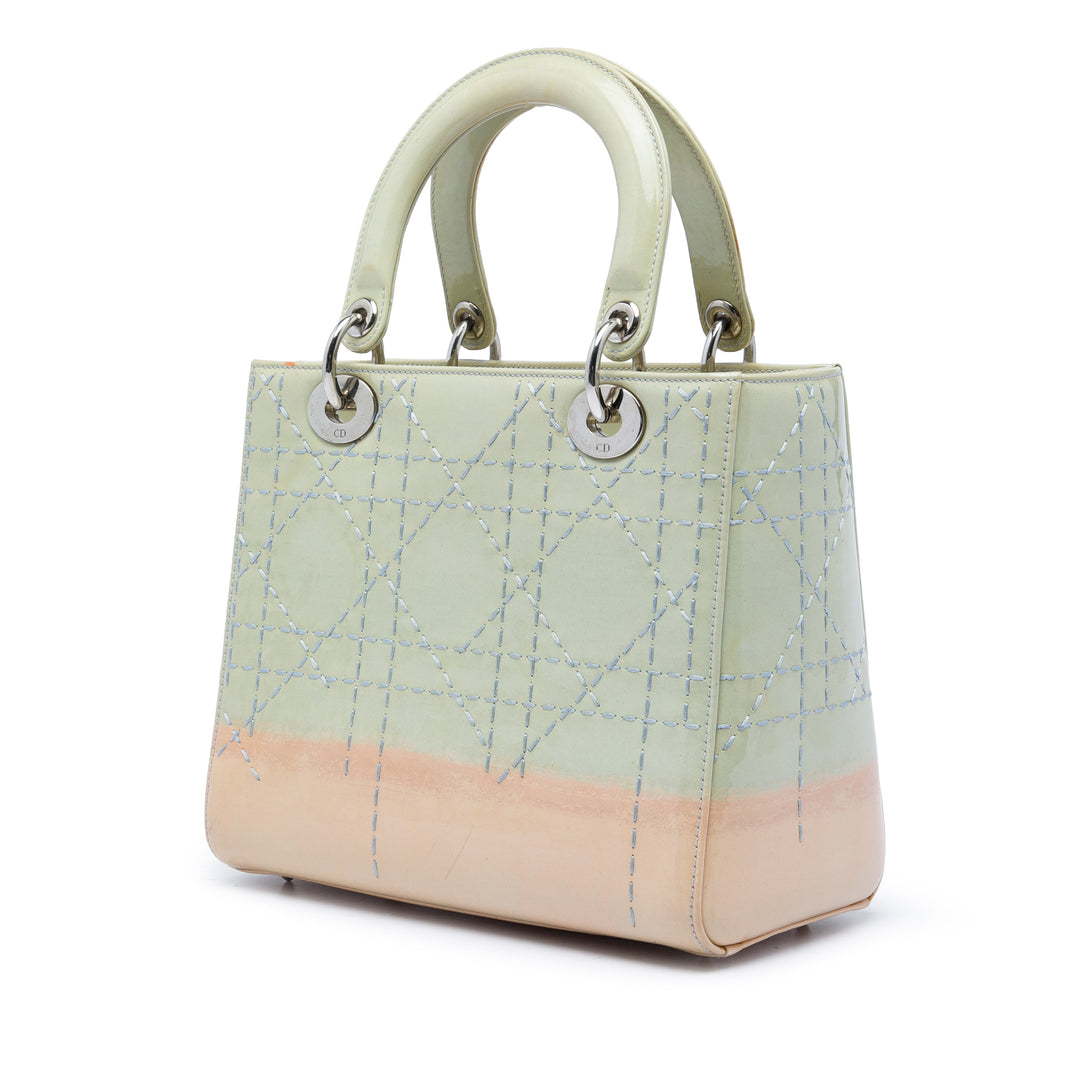 Dior Medium Ombre Cuir verni Cannage Lady Dior