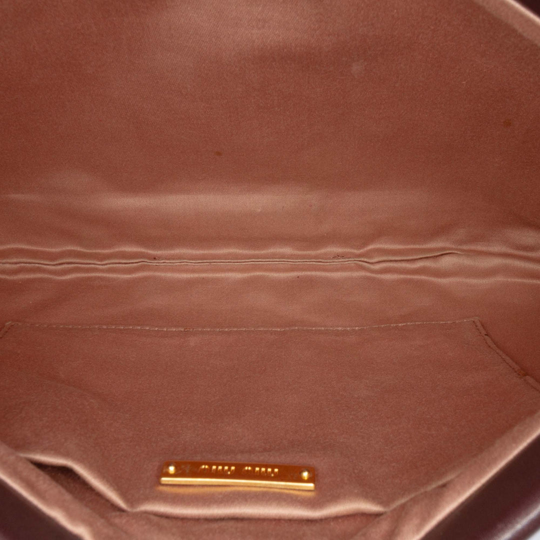 Leather Studded Frame Clutch Brown - Gaby Paris