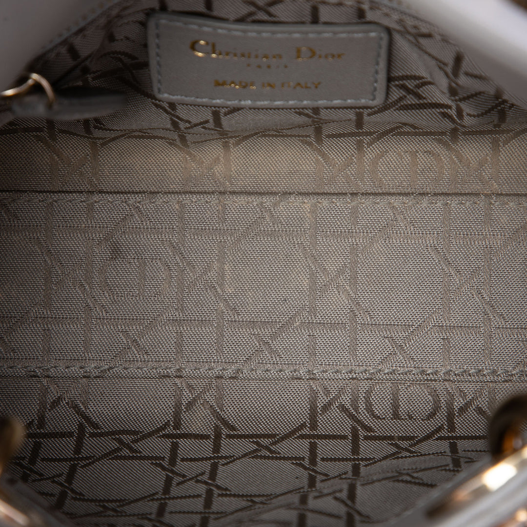 Lady Dior Cannage Mini Cuir d'agneau Gris