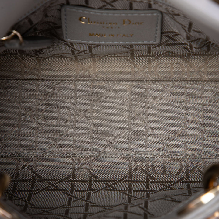 Lady Dior Cannage Mini Cuir d'agneau Gris