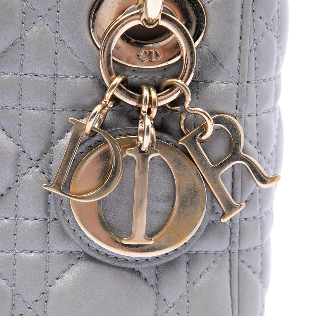 Lady Dior Cannage Mini Cuir d'agneau Gris