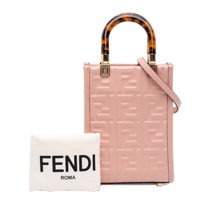 Fendi Mini Zucca embossé Cuir Sunshine Shopper Cabas