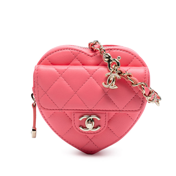 CC in Love Heart Sac Mini Cuir d'agneau Rose