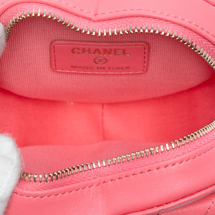 CC in Love Heart Sac Mini Cuir d'agneau Rose