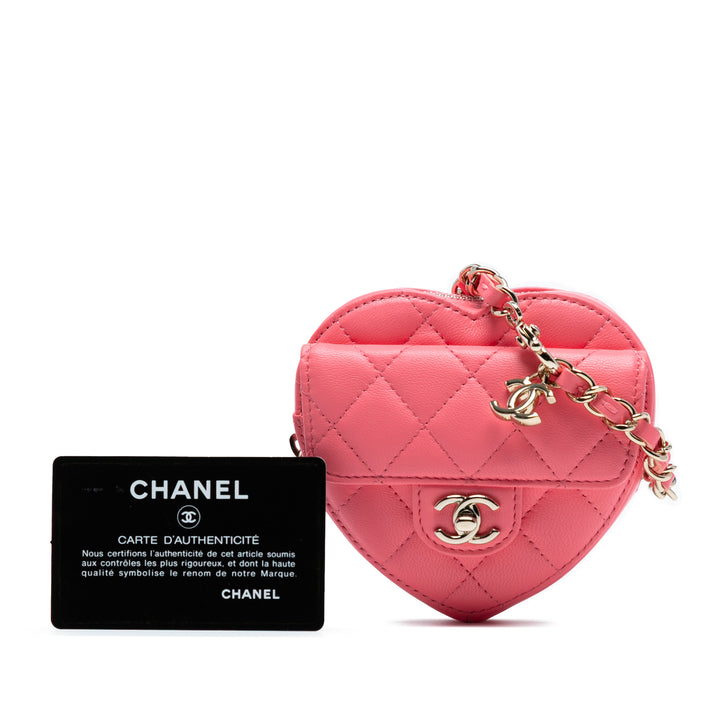 CC in Love Heart Sac Mini Cuir d'agneau Rose