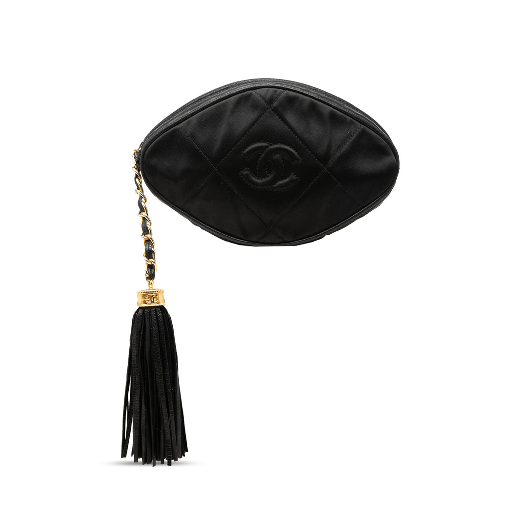 Chanel CC Matelassé Satin Pompon Pochette