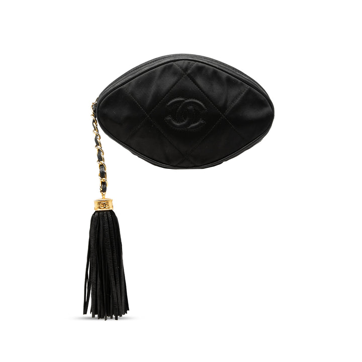 Chanel CC Matelassé Satin Pompon Pochette