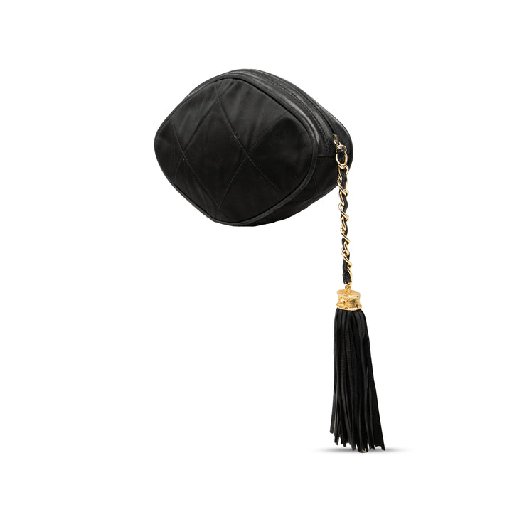 Chanel CC Matelassé Satin Pompon Pochette
