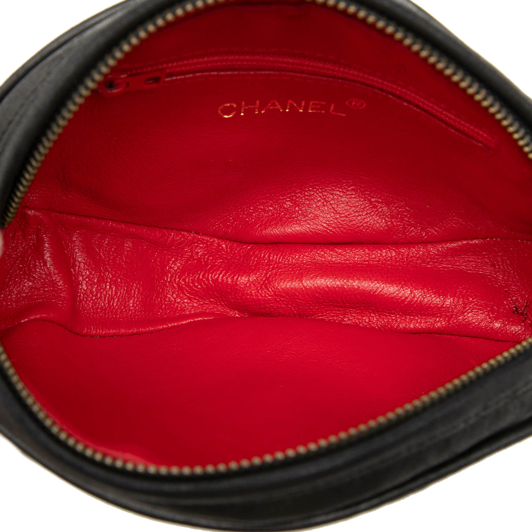 Chanel CC Matelassé Satin Pompon Pochette