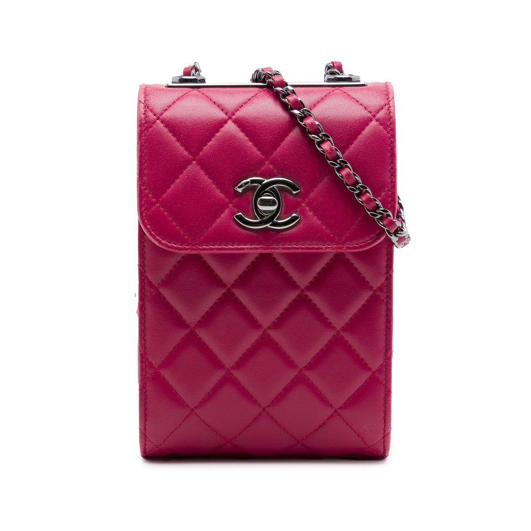 Chanel CC Matelassé Étui téléphone Sac Cuir d'agneau