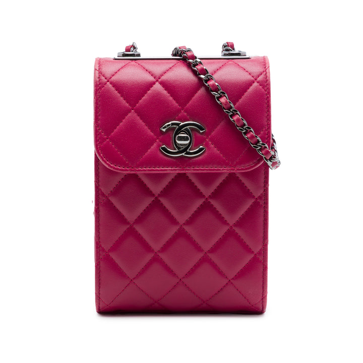 Chanel CC Matelassé Étui téléphone Sac Cuir d'agneau