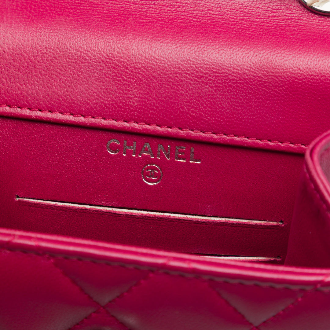 Chanel CC Matelassé Étui téléphone Sac Cuir d'agneau
