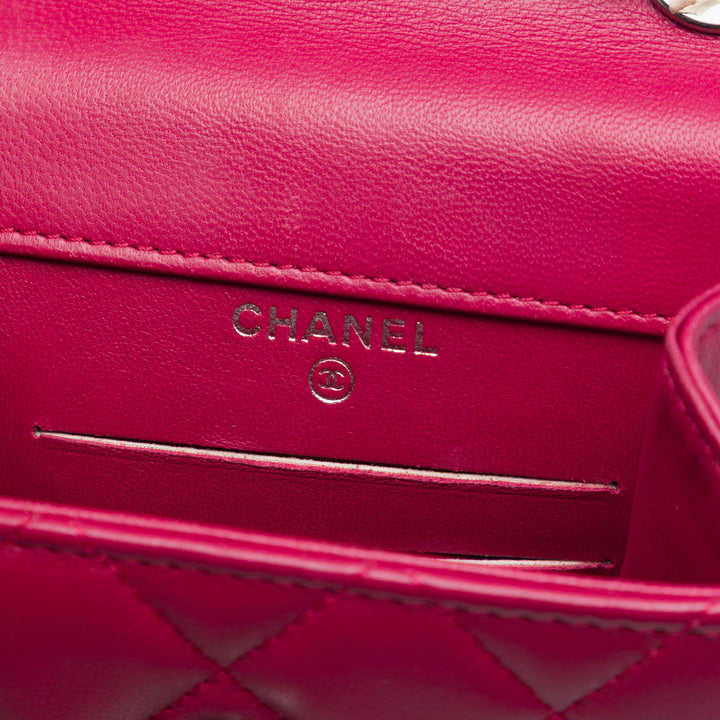 Chanel CC Matelassé Étui téléphone Sac Cuir d'agneau