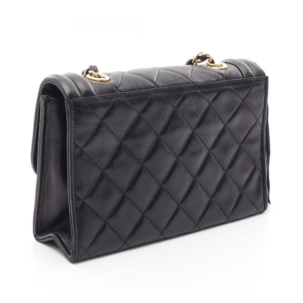 Quilted Lambskin Tassel Flap Black - Gaby Paris