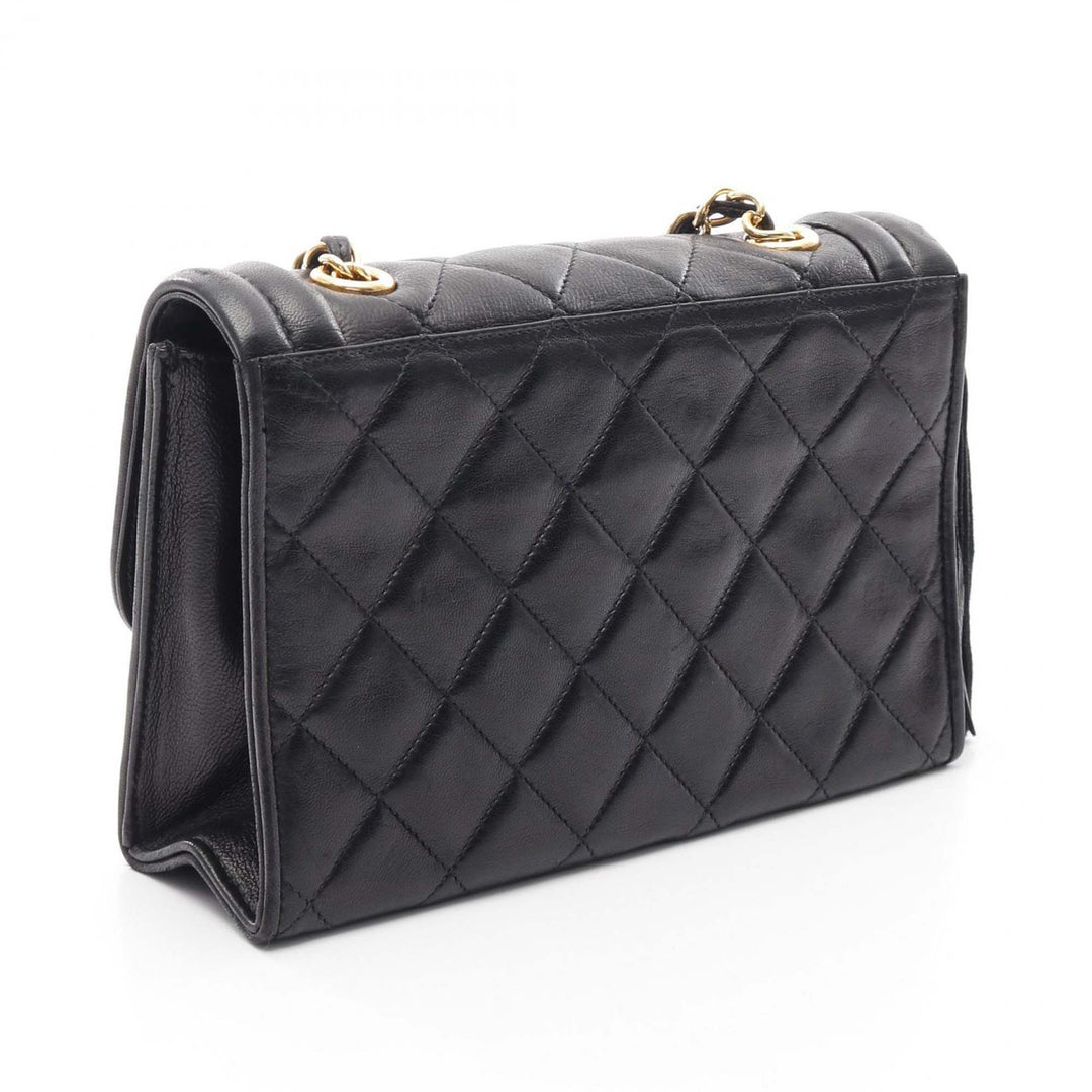 Quilted Lambskin Tassel Flap Black - Gaby Paris
