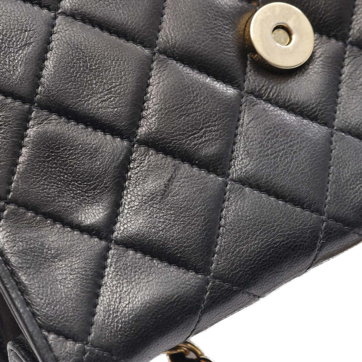 Quilted Lambskin Tassel Flap Black - Gaby Paris
