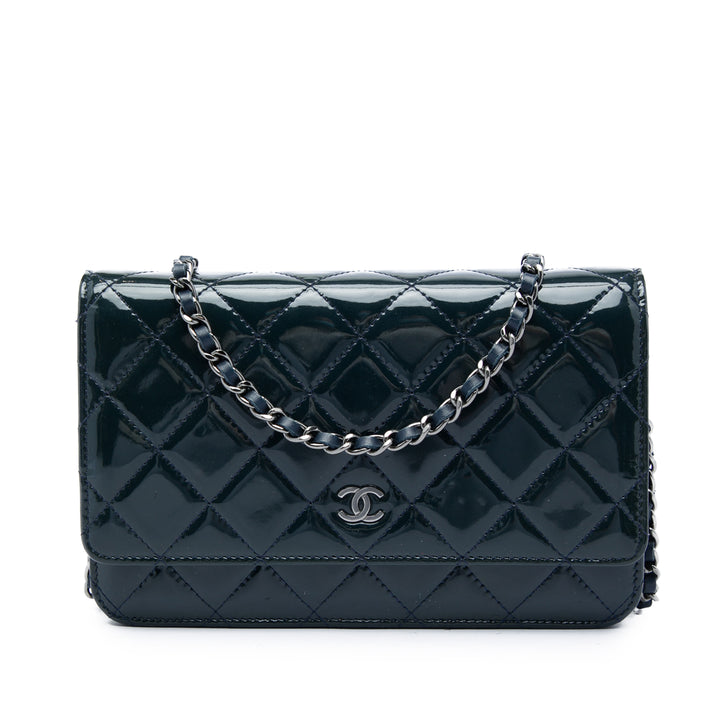 Chanel CC Matelassé Wallet on Chain Bleu – vue principale – GABY PARIS