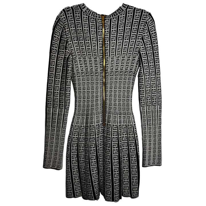 BALMAIN Robe patineuse encolure très échancrée à motif monogramme - GABY PARIS