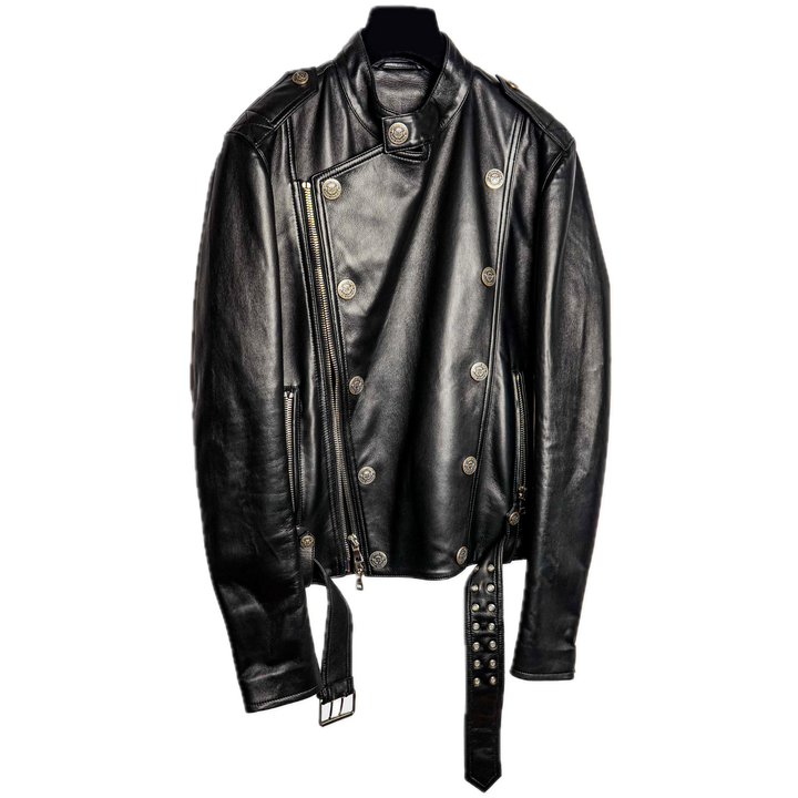 BALMAIN Blouson biker en cuir de veau - GABY PARIS