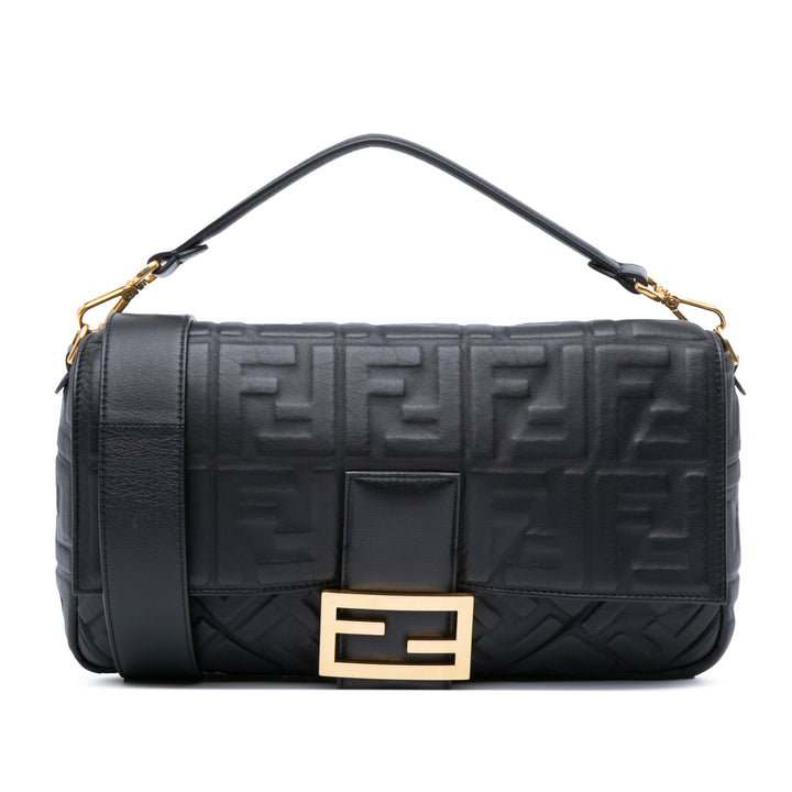 Fendi Large Zucca embossé Cuir Baguette Sac