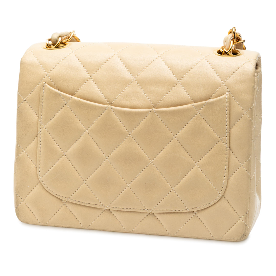 Chanel Mini Square Classic Cuir d’agneau Simple rabat