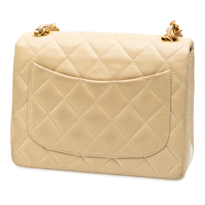 Chanel Mini Square Classic Cuir d’agneau Simple rabat