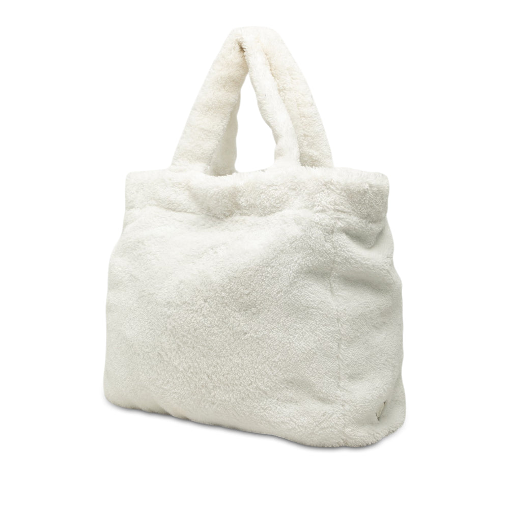 Prada Cabas Spugna Terry Cloth Logo Blanc – vue 2 – GABY PARIS