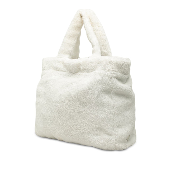 Prada Cabas Spugna Terry Cloth Logo Blanc – vue 2 – GABY PARIS
