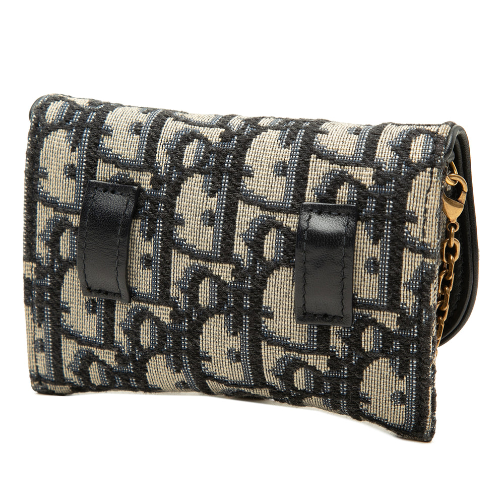 Dior Pochette Saddle Chaîne Oblique Nano Bleu – vue 2 – GABY PARIS