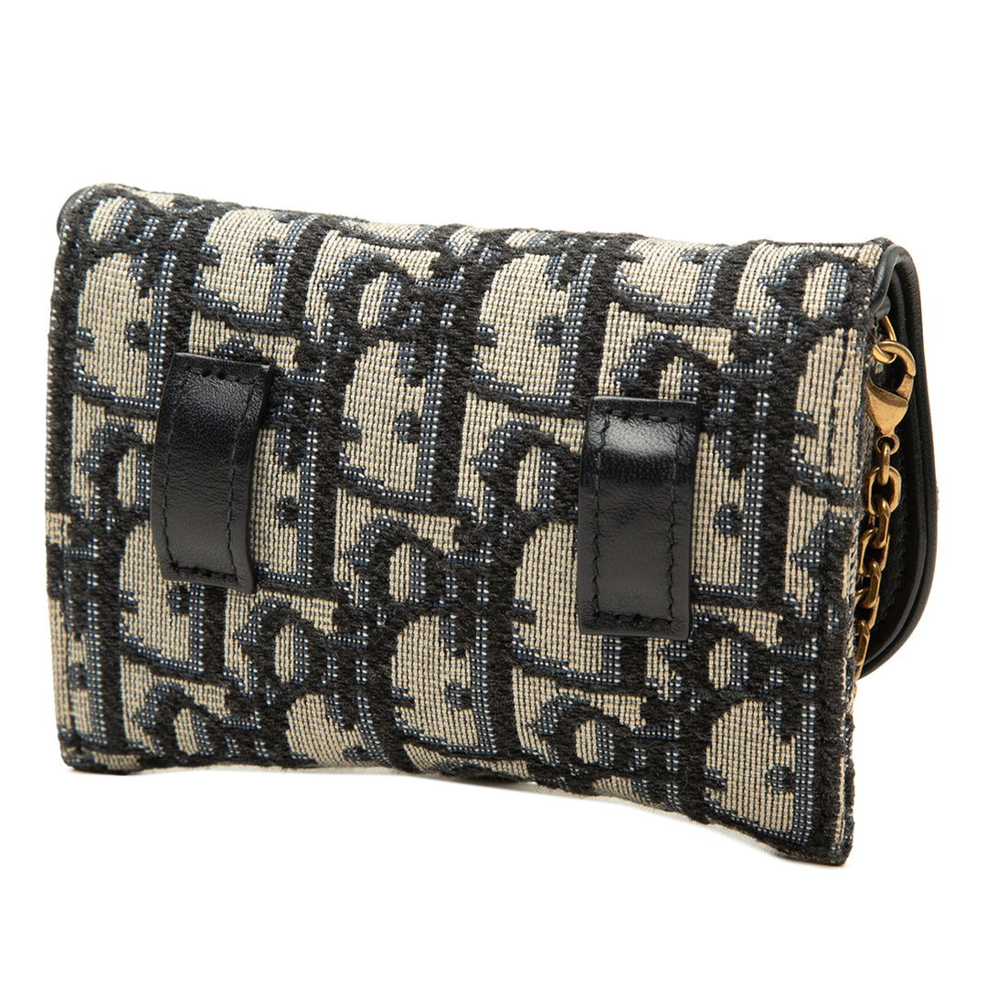 Dior Pochette Saddle Chaîne Oblique Nano Bleu – vue 2 – GABY PARIS