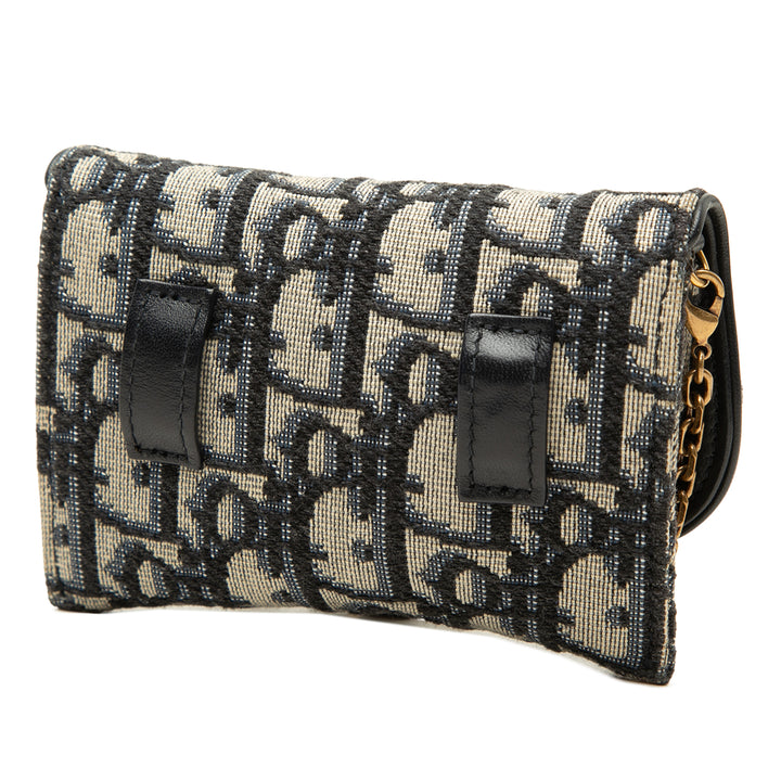 Dior Pochette Saddle Chaîne Oblique Nano Bleu – vue 2 – GABY PARIS