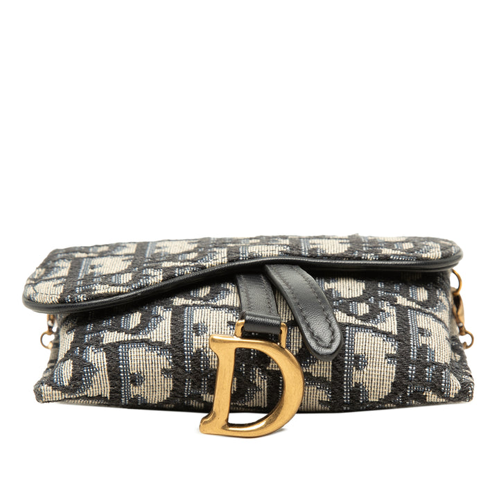 Dior Pochette Saddle Chaîne Oblique Nano Bleu – vue 3 – GABY PARIS