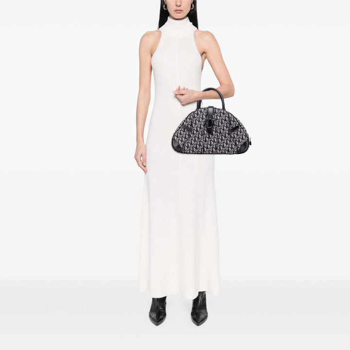 Diorissimo Canvas Double Saddle Bowler Bag Blue - Gaby Paris