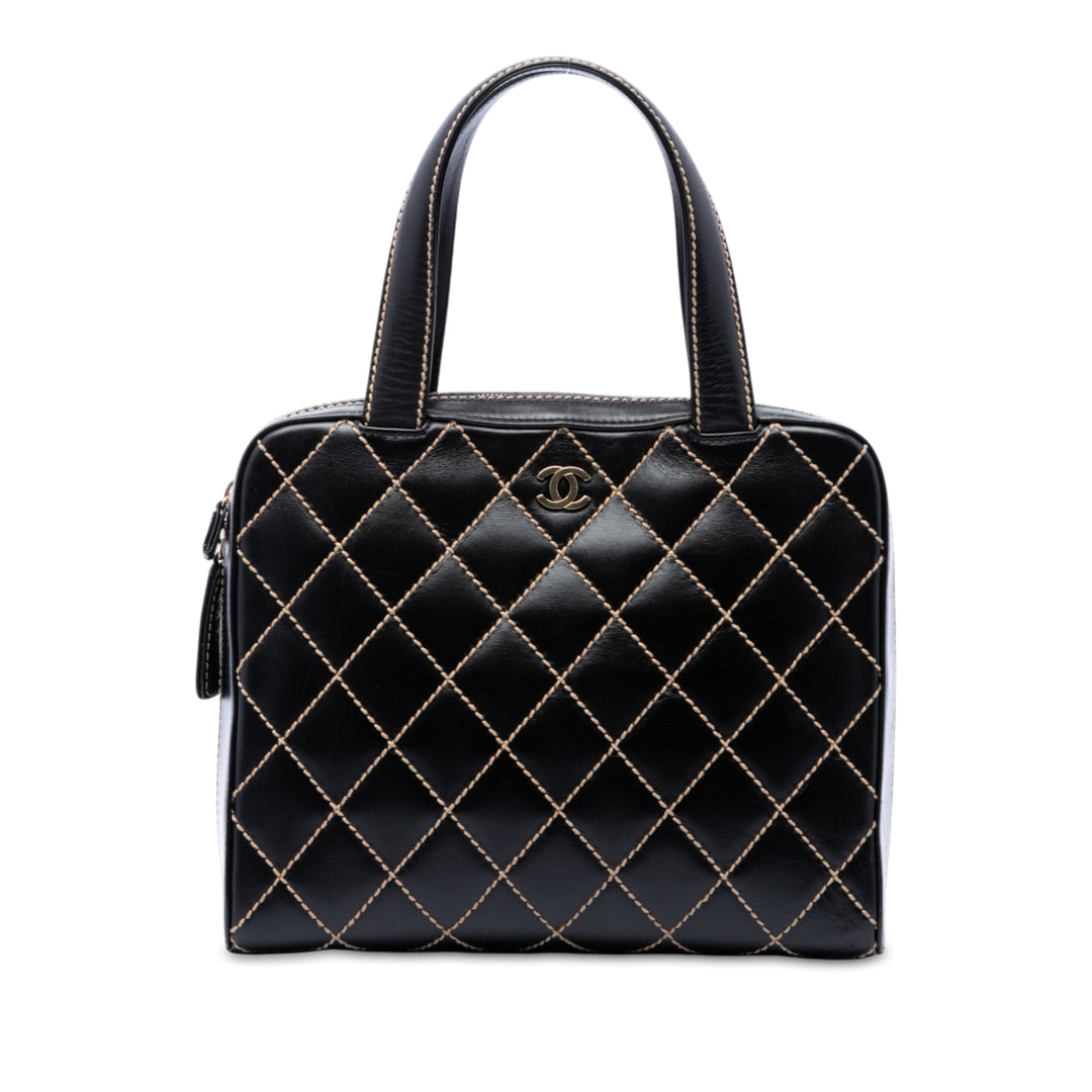Chanel CC Wild Stitch Sac Cuir d'agneau Noir – vue principale – GABY PARIS