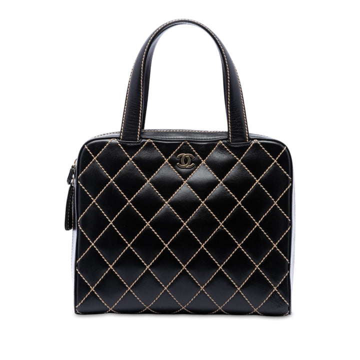 Chanel CC Wild Stitch Sac Cuir d'agneau Noir – vue principale – GABY PARIS