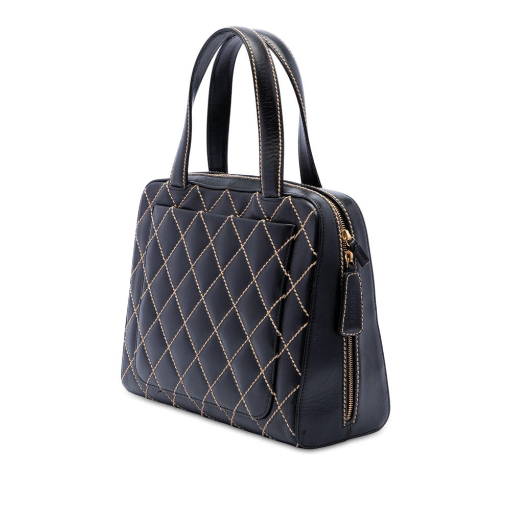 Chanel CC Wild Stitch Sac Cuir d'agneau Noir – vue 2 – GABY PARIS