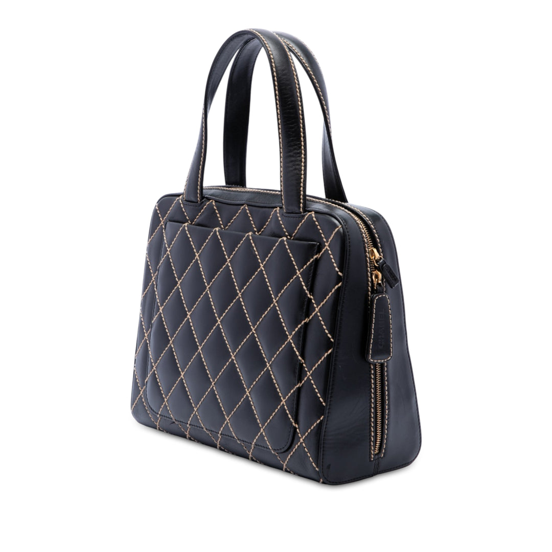 Chanel CC Wild Stitch Sac Cuir d'agneau Noir – vue 2 – GABY PARIS