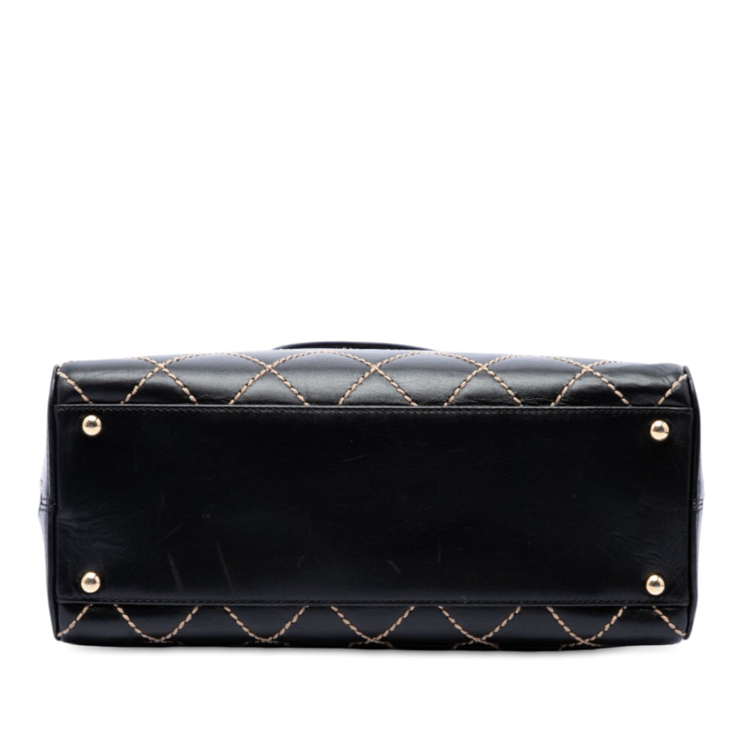 Chanel CC Wild Stitch Sac Cuir d'agneau Noir – vue 3 – GABY PARIS