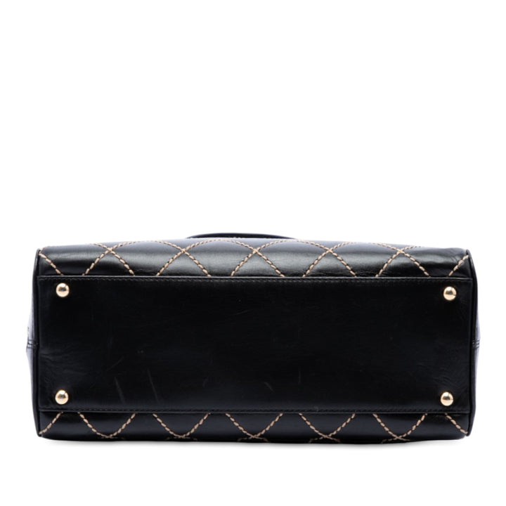 Chanel CC Wild Stitch Sac Cuir d'agneau Noir – vue 3 – GABY PARIS