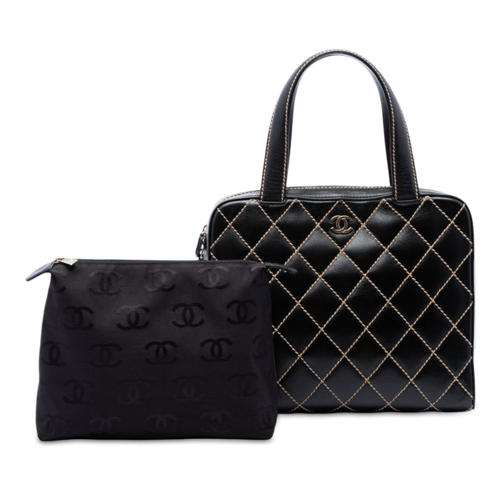 Chanel CC Wild Stitch Sac Cuir d'agneau Noir – vue 7 – GABY PARIS