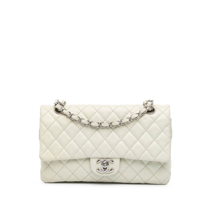 Medium Classic Caviar Double Flap White - Gaby Paris