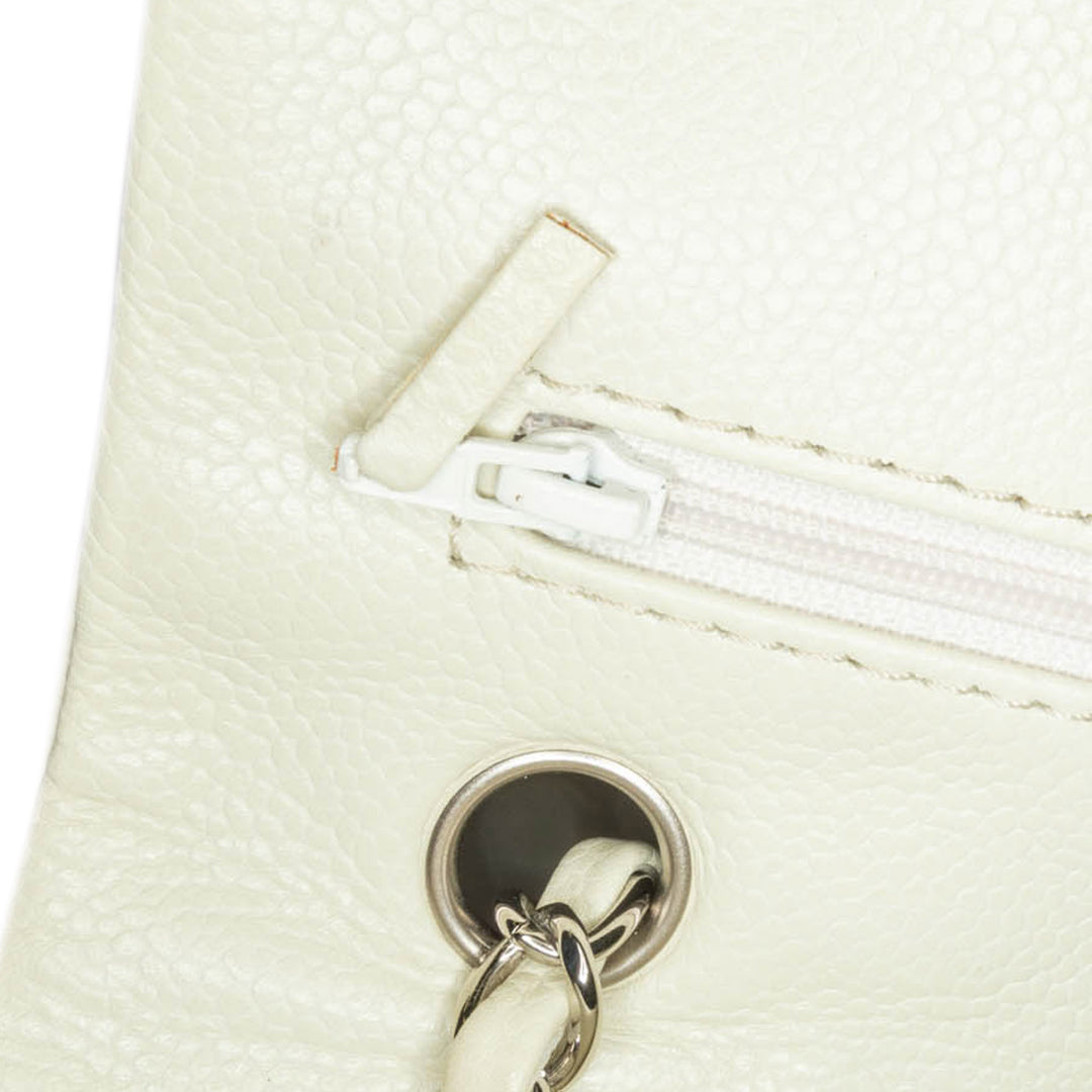 Medium Classic Caviar Double Flap White - Gaby Paris