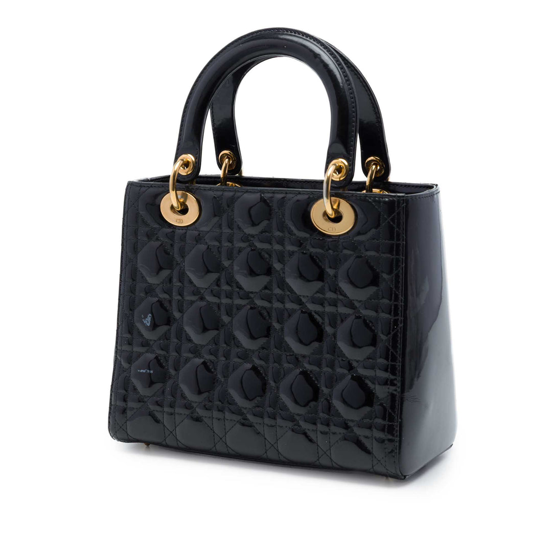 Dior Medium Cuir verni Cannage Lady Dior