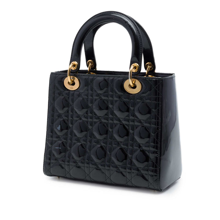 Dior Medium Cuir verni Cannage Lady Dior