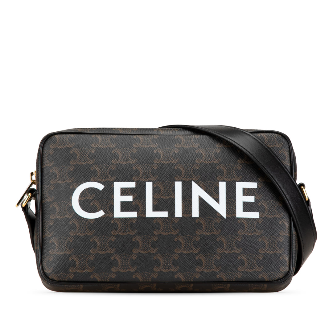 Triomphe Coated Canvas Logo Crossbody Brown - Gaby Paris