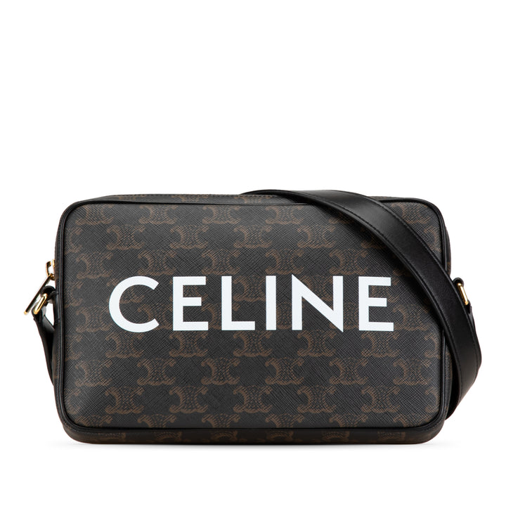 Triomphe Coated Canvas Logo Crossbody Brown - Gaby Paris