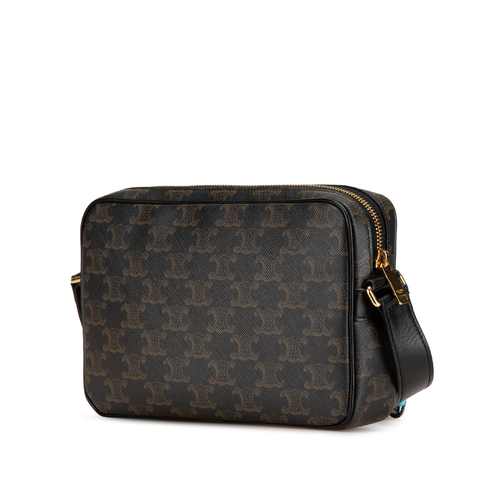 Triomphe Coated Canvas Logo Crossbody Brown - Gaby Paris