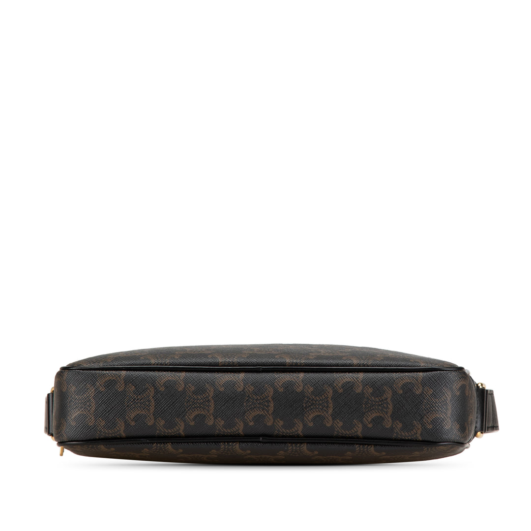 Triomphe Coated Canvas Logo Crossbody Brown - Gaby Paris