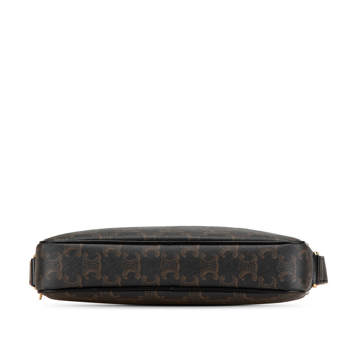 Triomphe Coated Canvas Logo Crossbody Brown - Gaby Paris